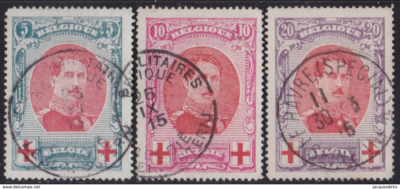 Belgie  .   OBP   .    132/134    .         O   .   Gebruikt  .   /    .   Oblitéré - 1914-1915 Croix-Rouge