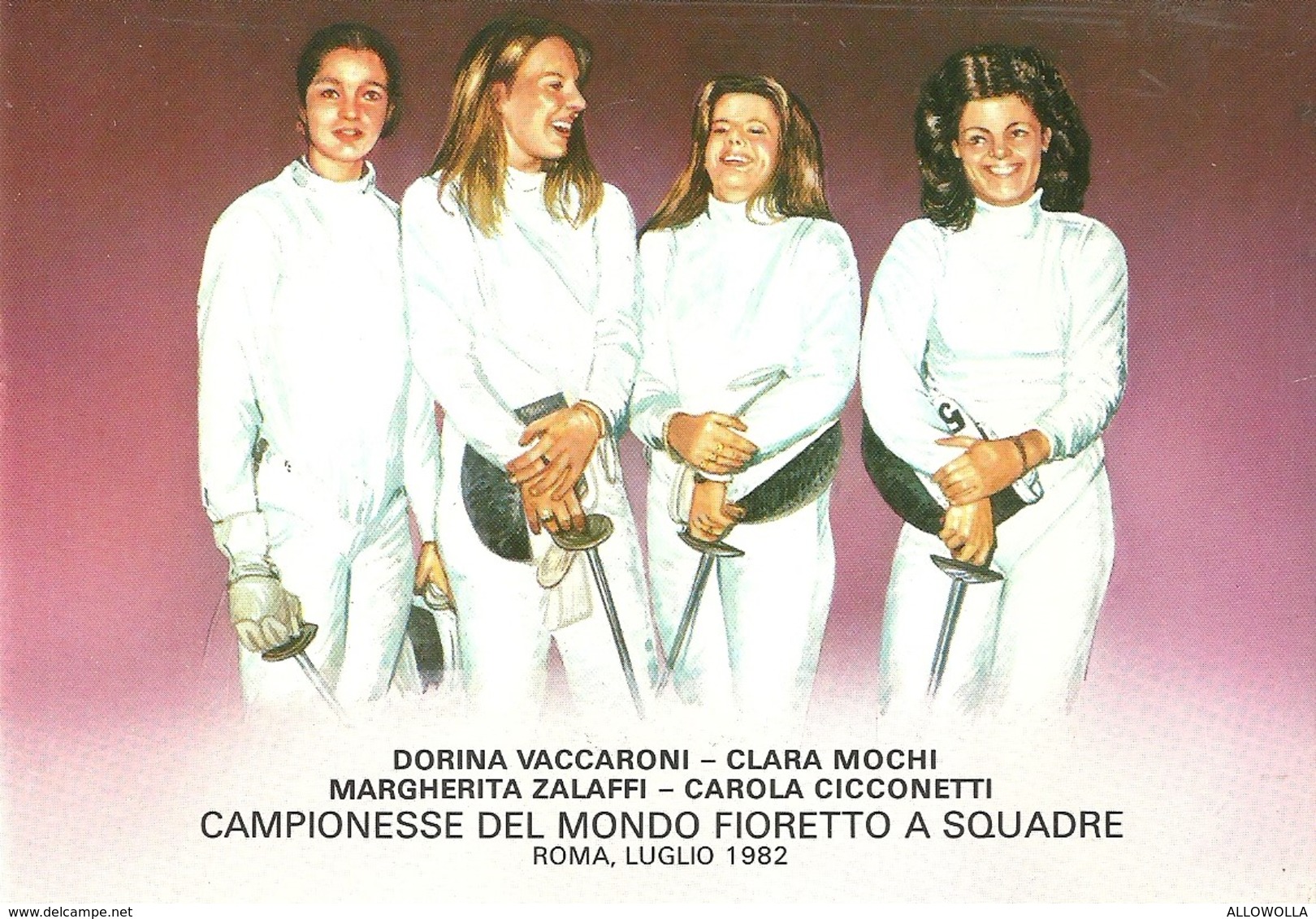 1074 "VACCARONI-MOCHI-ZALAFFI-CICCONETTI - CAMP.sse DEL MONDO FIORETTO A SQUADRE-ROMA LUGLIO 1982" CART. ORIG. NON SPED. - Fencing