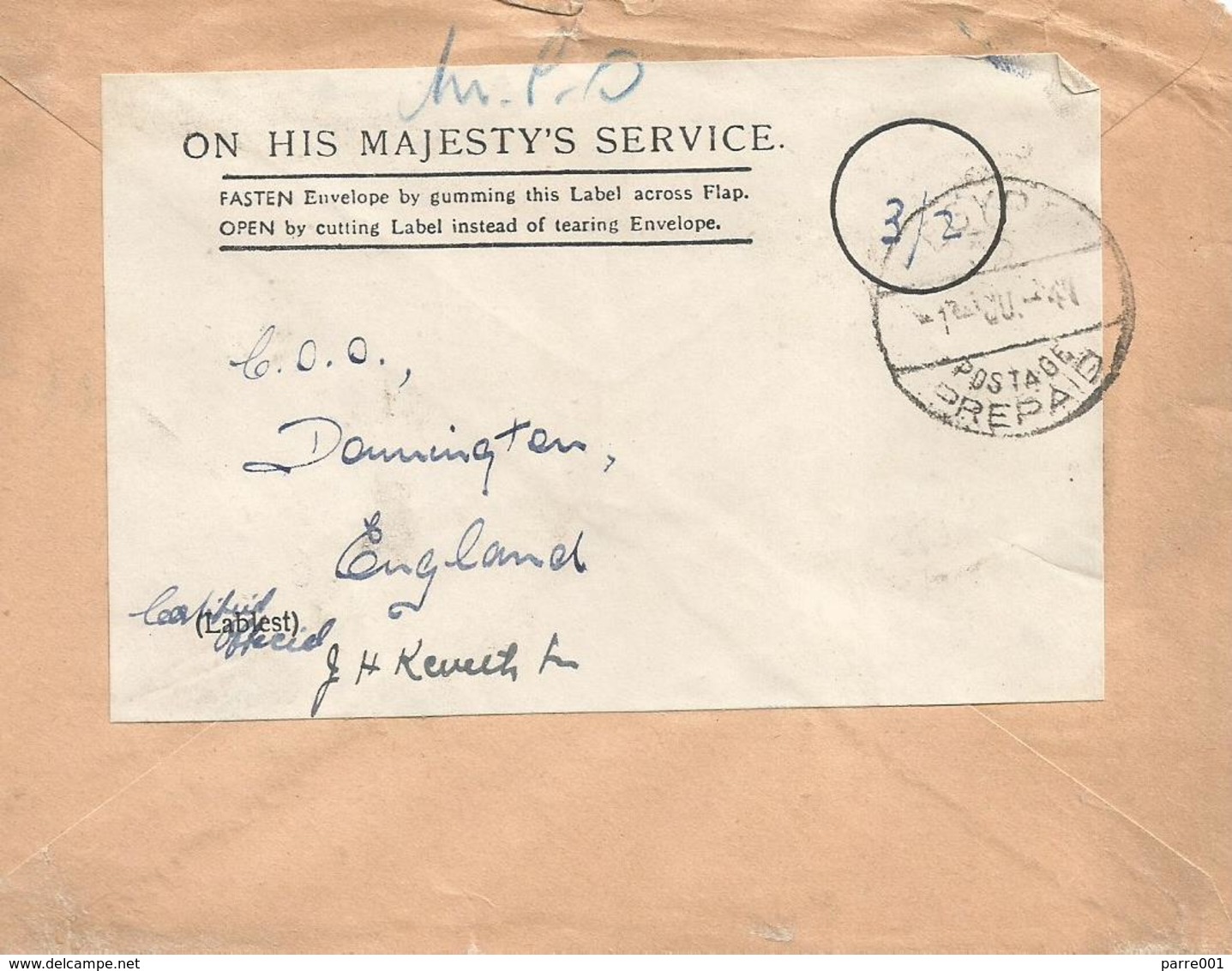 Egypt 1941 30 Postage Paid BFPO 242 OHMS Unfranked Official Cover - Storia Postale
