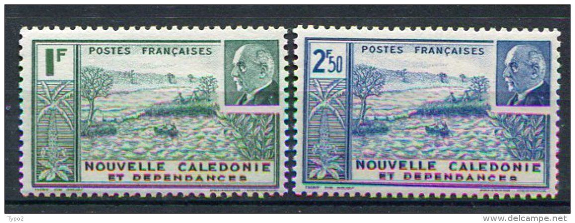 NOUVELLE-CALEDONIE -  Yv. N°  193,194  ** MNH  Pétain  Cote  1,85 Euro   BE 2 Scans - Unused Stamps