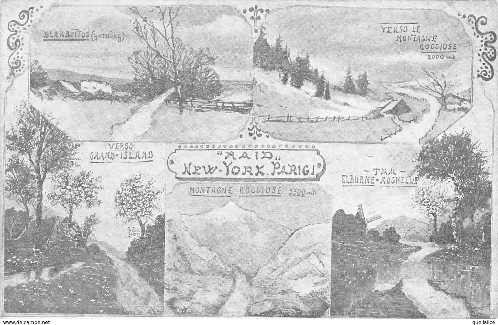 0361 "RAID NEW YORK - PARIGI 1908 - 5 LUOGHI" PUBBL. ORIG. - Autres & Non Classés