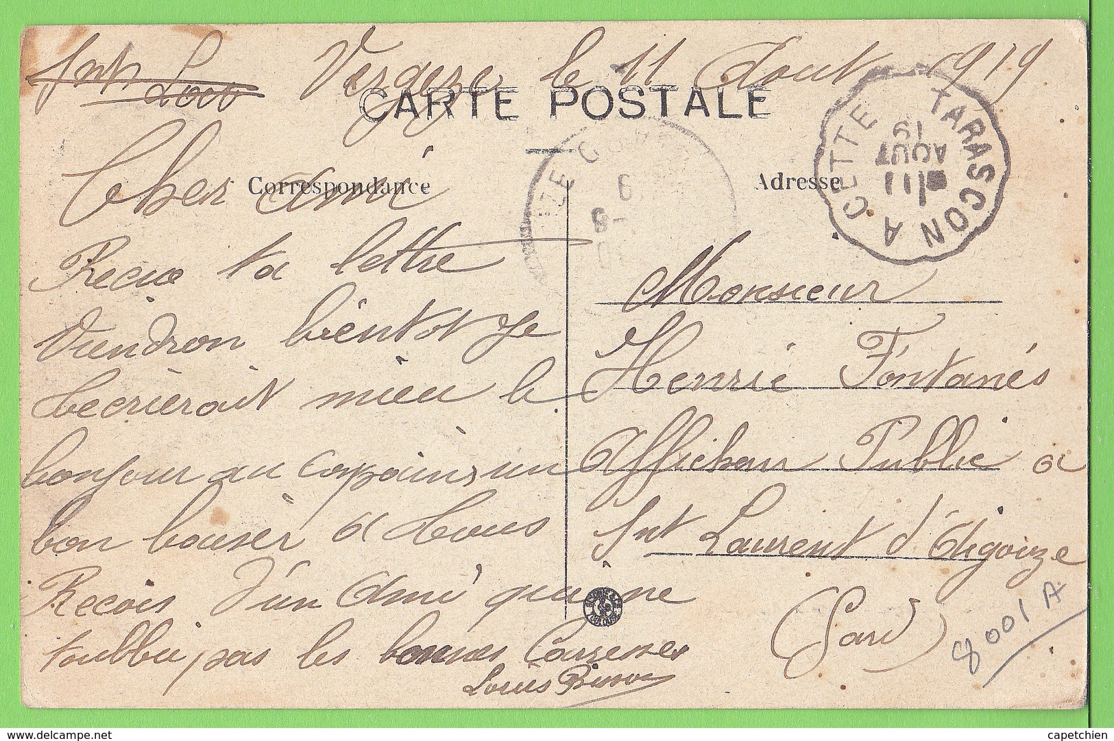 VERGEZE / LA RUE EMILE JAMAIS..... Carte écrite En 1919 ( Il Y A 99 Ans) - Vergèze