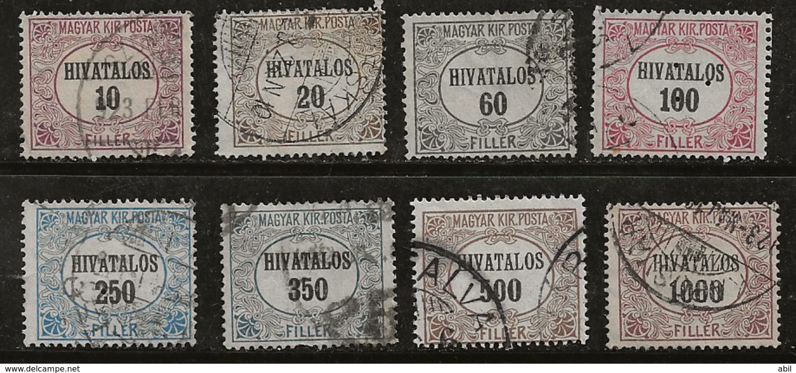 Hongrie 1921 N°Y.T. :  SE. 1 à 8 Obl. - Officials