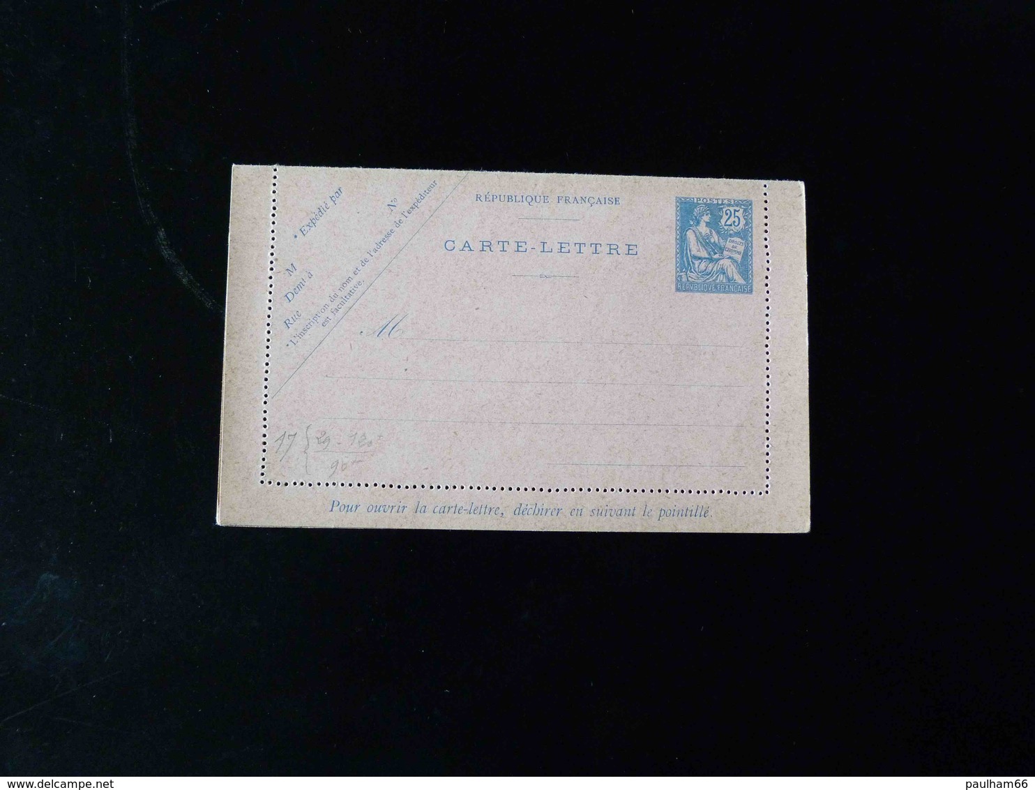 ENTIER POSTAL  CARTE LETTRE  25 C   TYPE MOUCHON - Letter Cards