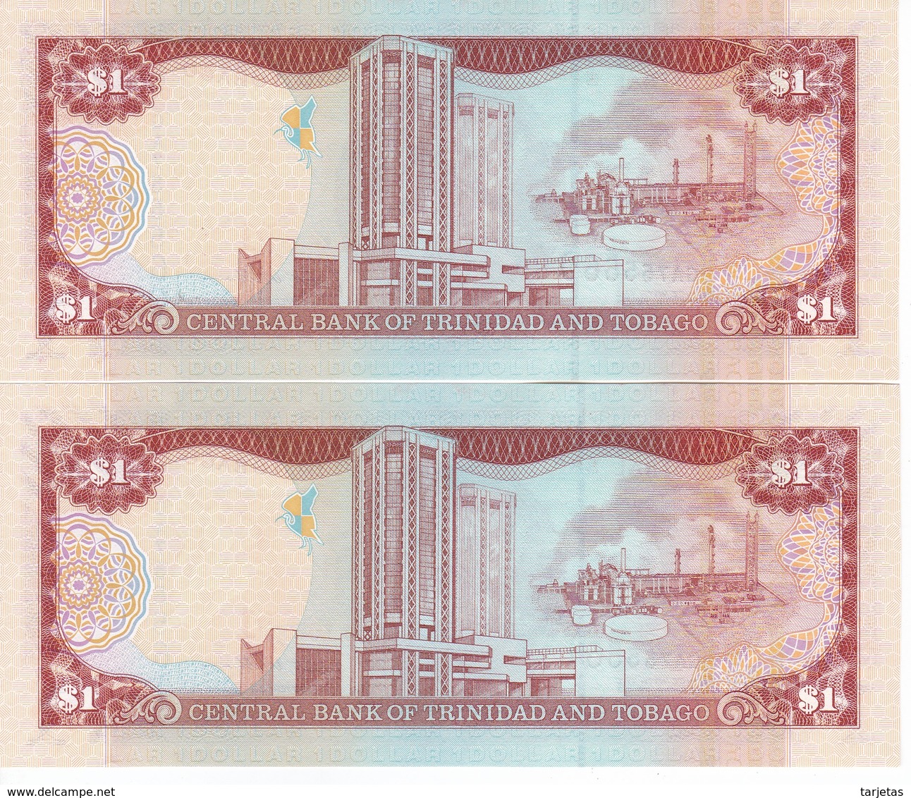 PAREJA CORRELATIVA DE TRINIDAD Y TOBAGO DE 1 DOLLAR DEL AÑO 2006 SIN CIRCULAR-UNCIRCULATED (IBIS-PAJARO-BIRD) - Trindad & Tobago