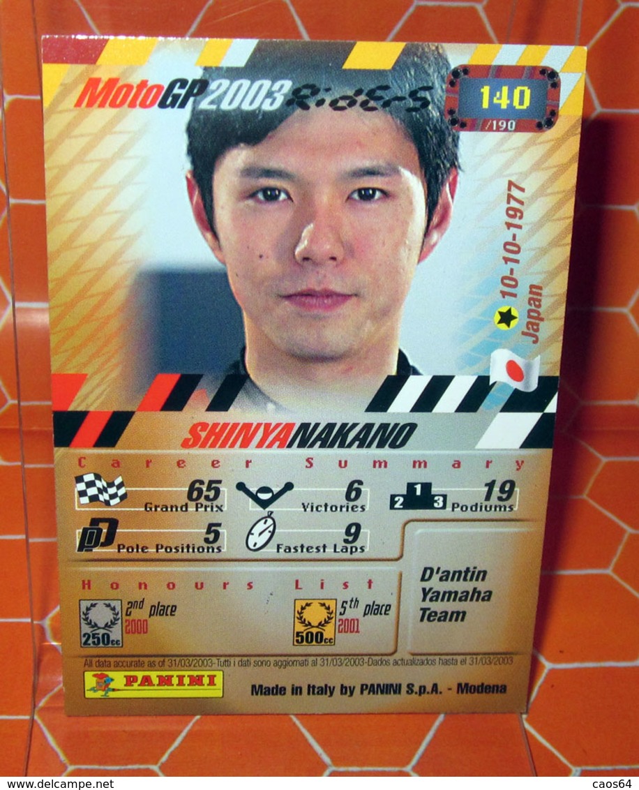 MOTO GP PANINI 2003 SHINYA NAKANO 140 - Motori