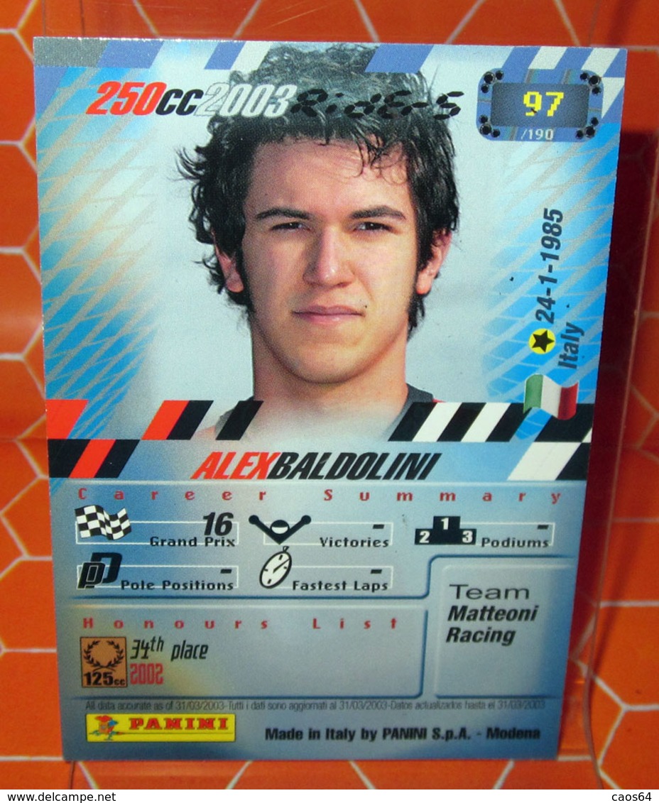 MOTO GP PANINI 2003 ALEX BALDOLINI 97 - Motori