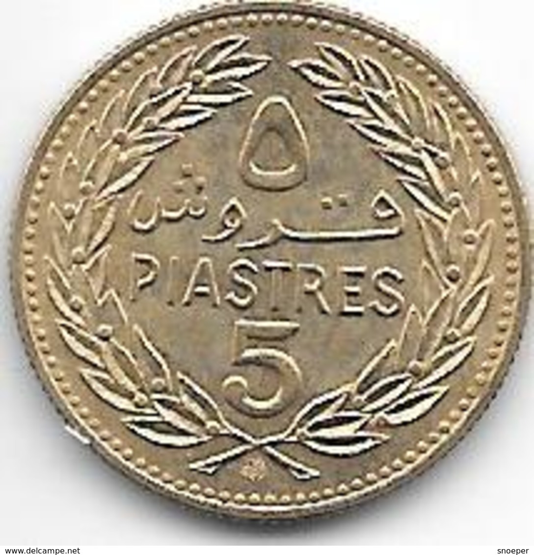 *lebanon 5 Piastres 1972 Km 25.2  Unc - Libano