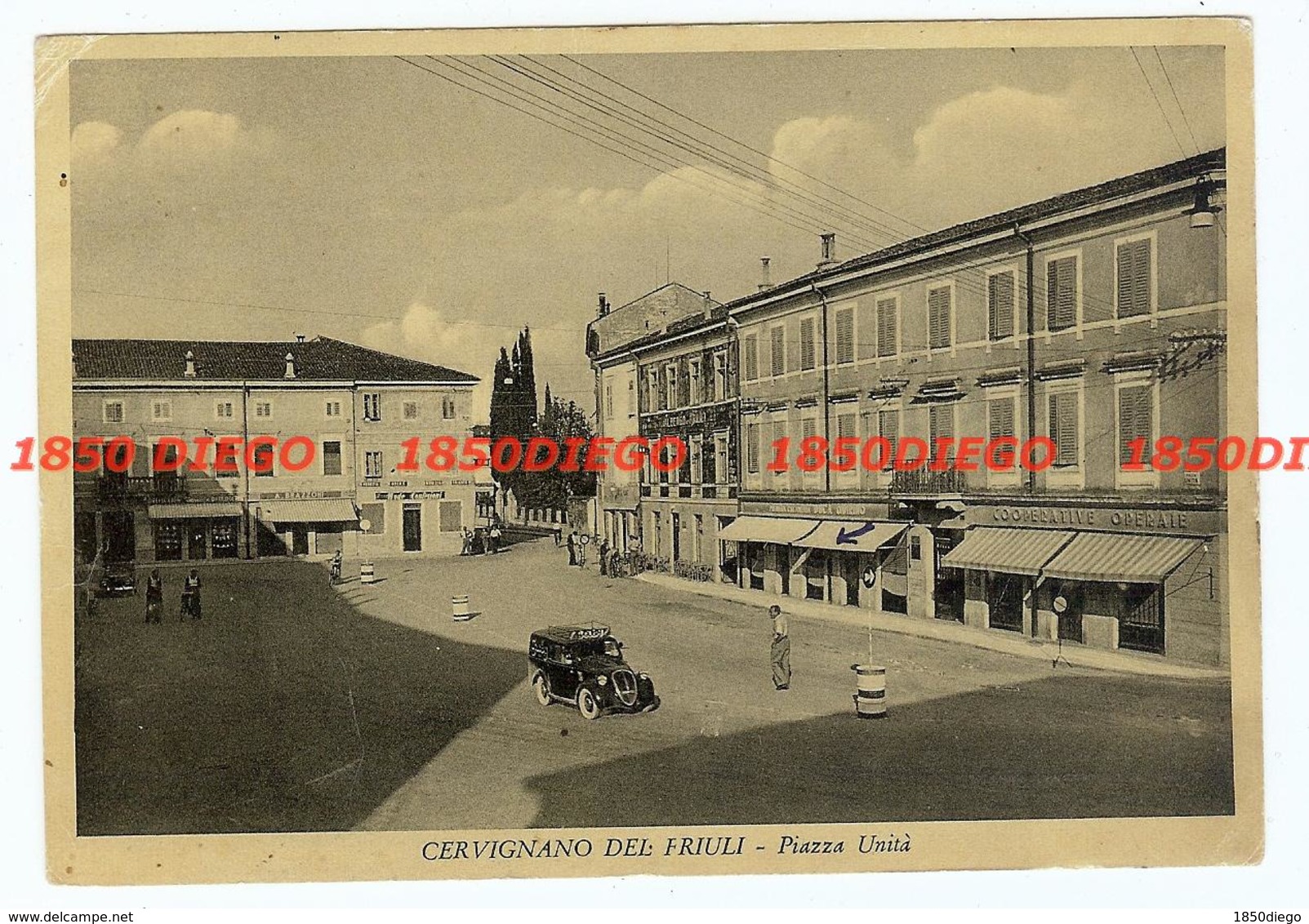 CERVIGNANO DEL FRIULI - PIAZZA UNITA' F/GRANDE VIAGGIATA 1951 ANIMATA - Udine