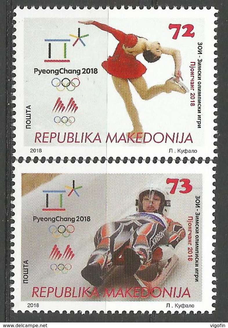 MK 2018-825-6 OLY PJONGCHANG , MACEDONIA, 1 X 2v, MNH - Winter 2018: Pyeongchang