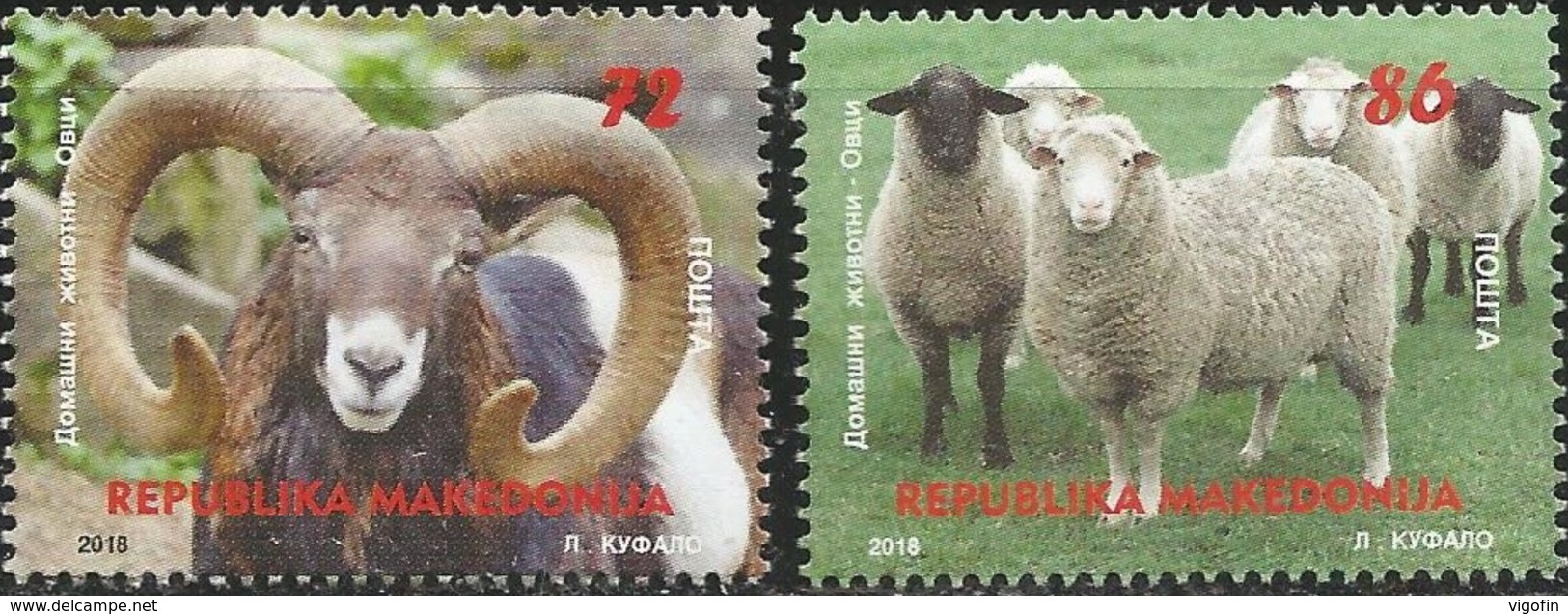 MK 2018-04 FAUNA SHEEP, MACEDONIA, 1 X 2v, MNH - Nordmazedonien