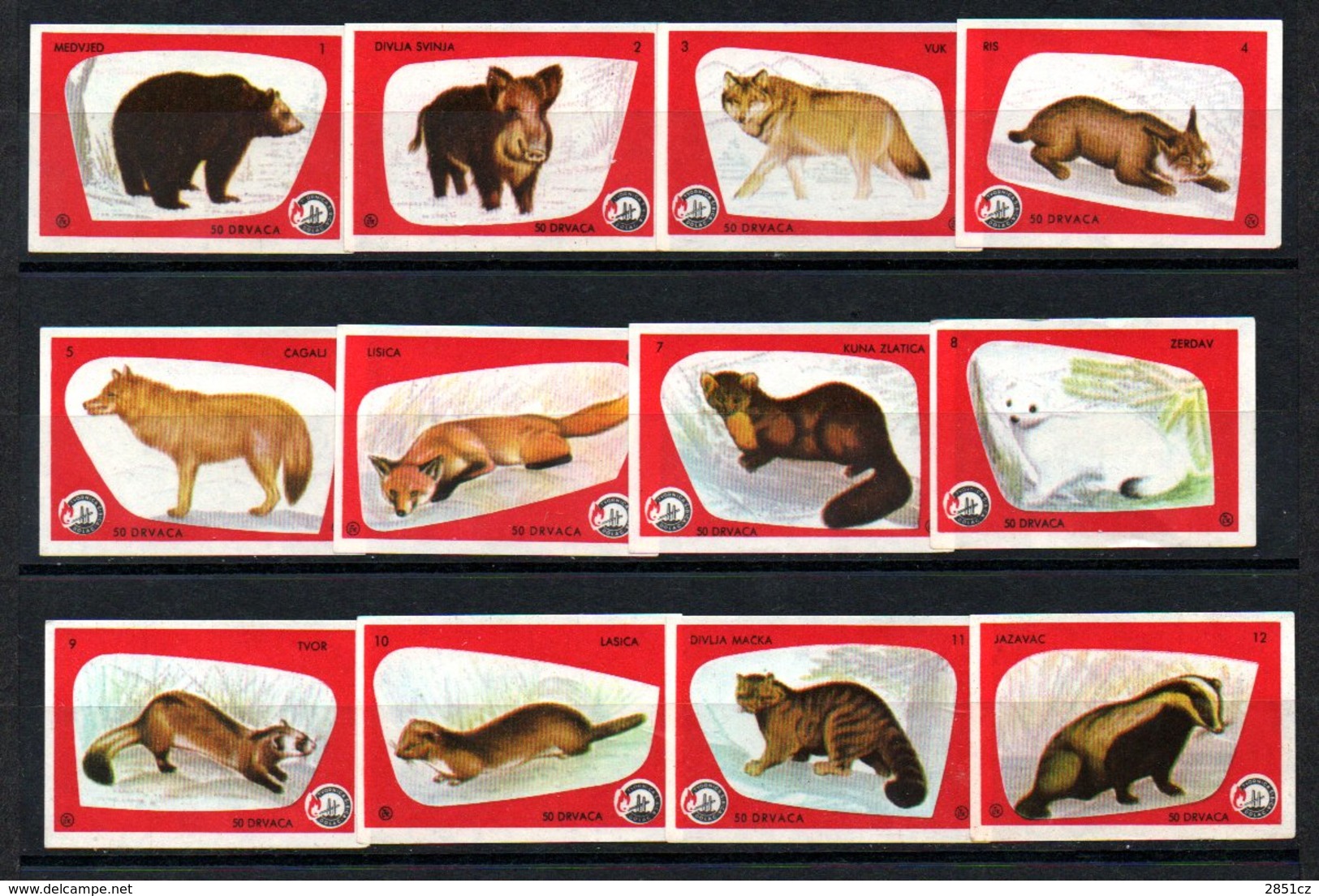 Matchbox Labels - Dolac / Travnik - Forrest Animals - Red, Yugoslavia - Boites D'allumettes - Etiquettes