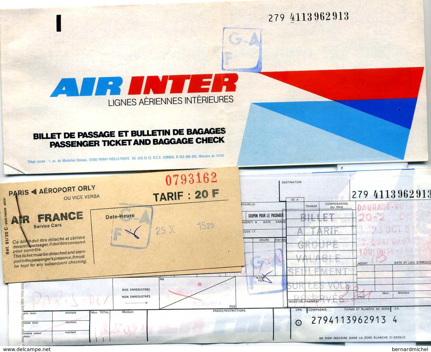 Billet D'avion Air Inter 1981 - Non Classés