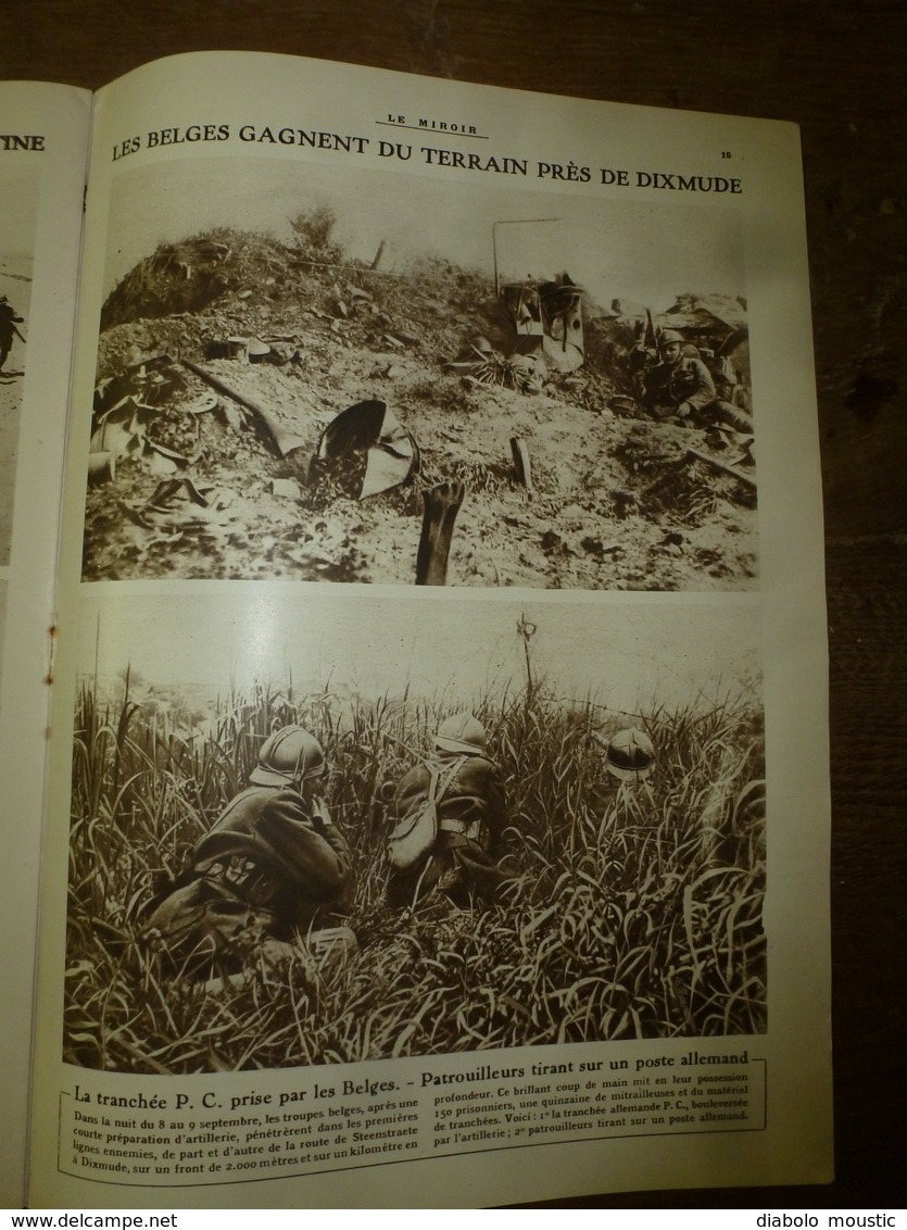 1918 LE MIROIR: Les Belges à Dixmude;English Soldier-dogs;Les Sangliers-mascottes Des Allemands;Combres,Herbeville;etc - French