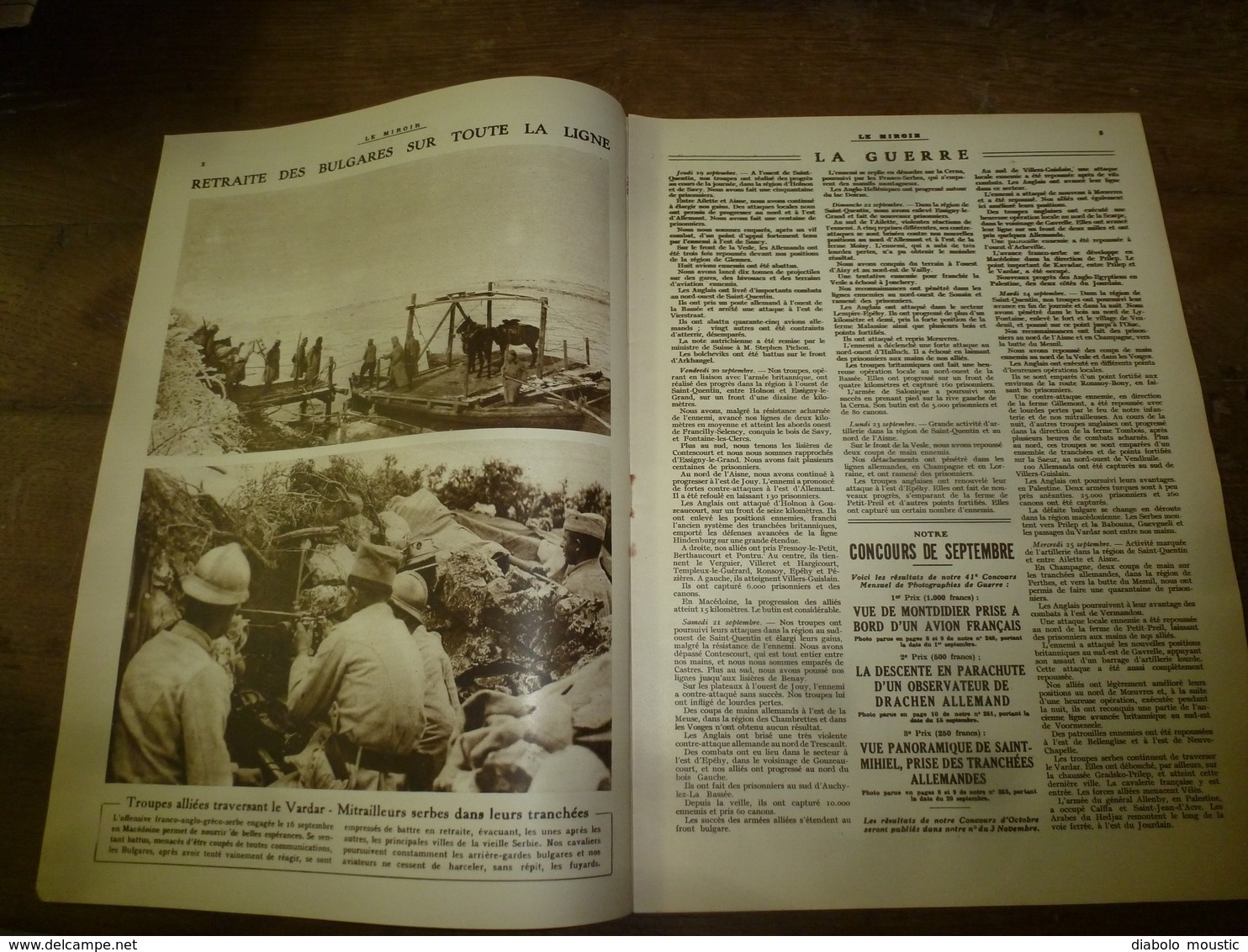 1918 LE MIROIR: Les belges à Dixmude;English soldier-dogs;Les sangliers-mascottes des allemands;Combres,Herbeville;etc