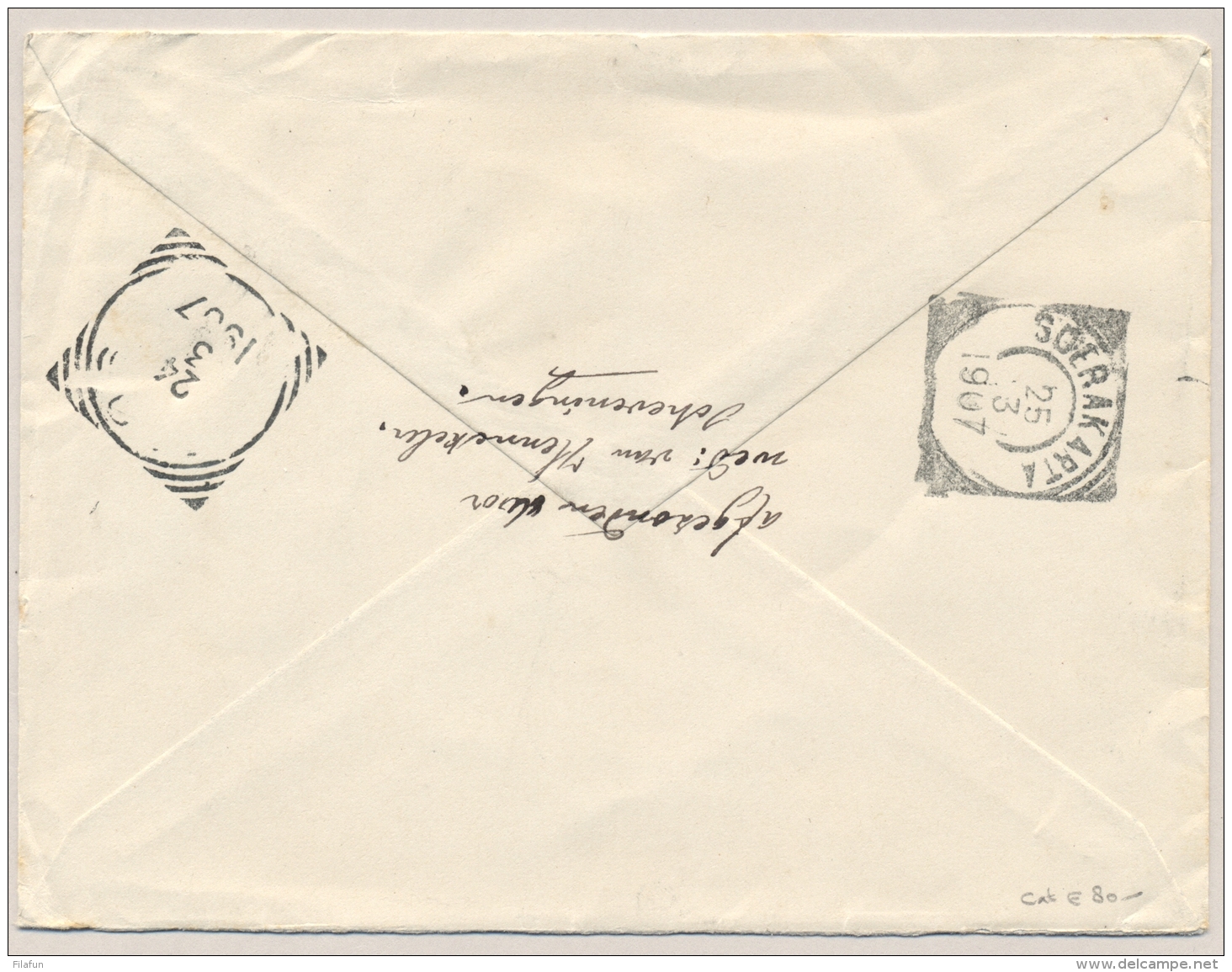 Nederland - 1907 - 12,5 Cent Bontkraag, Envelop G11 Van Scheveningen Via Maos Naar Soerakarta / Nederlands Indië - Ganzsachen