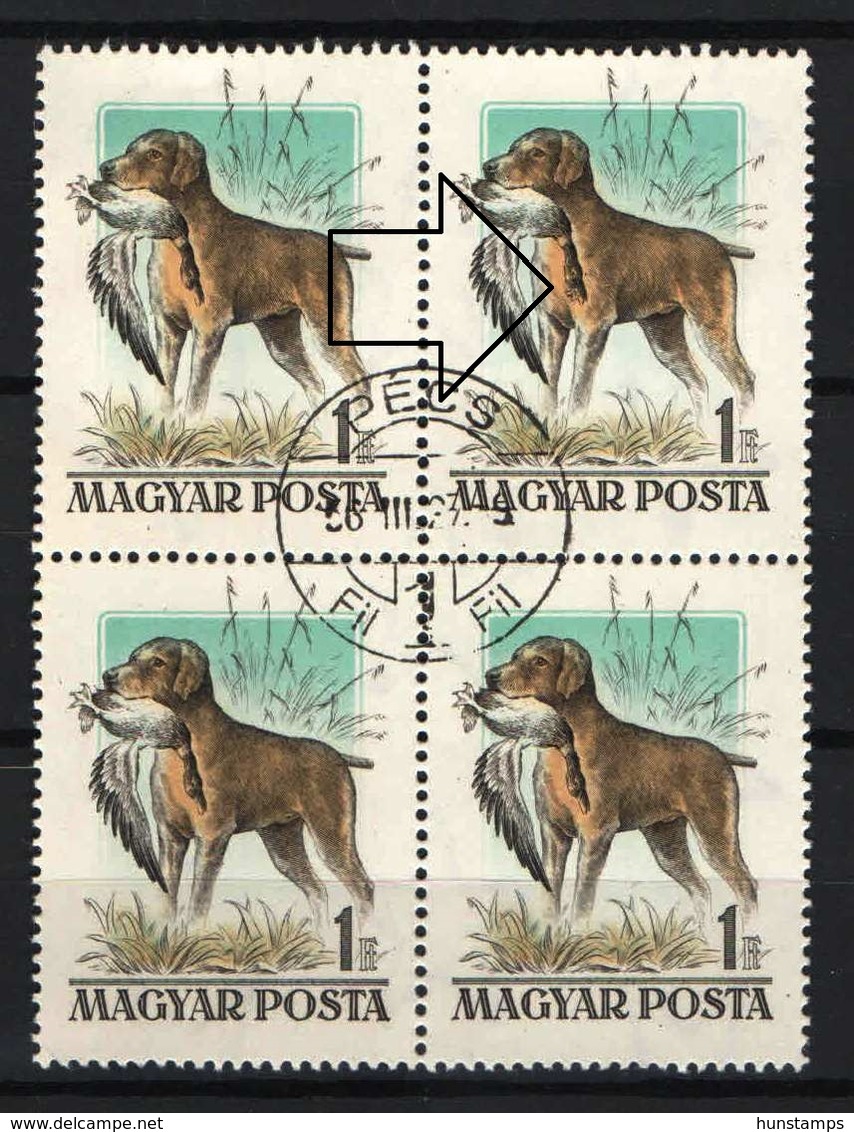 SPECIALS - Hungary 1956. Animals / Dogs ERROR:  Michel: 1464 I. 4-blocks, Used - Abarten Und Kuriositäten