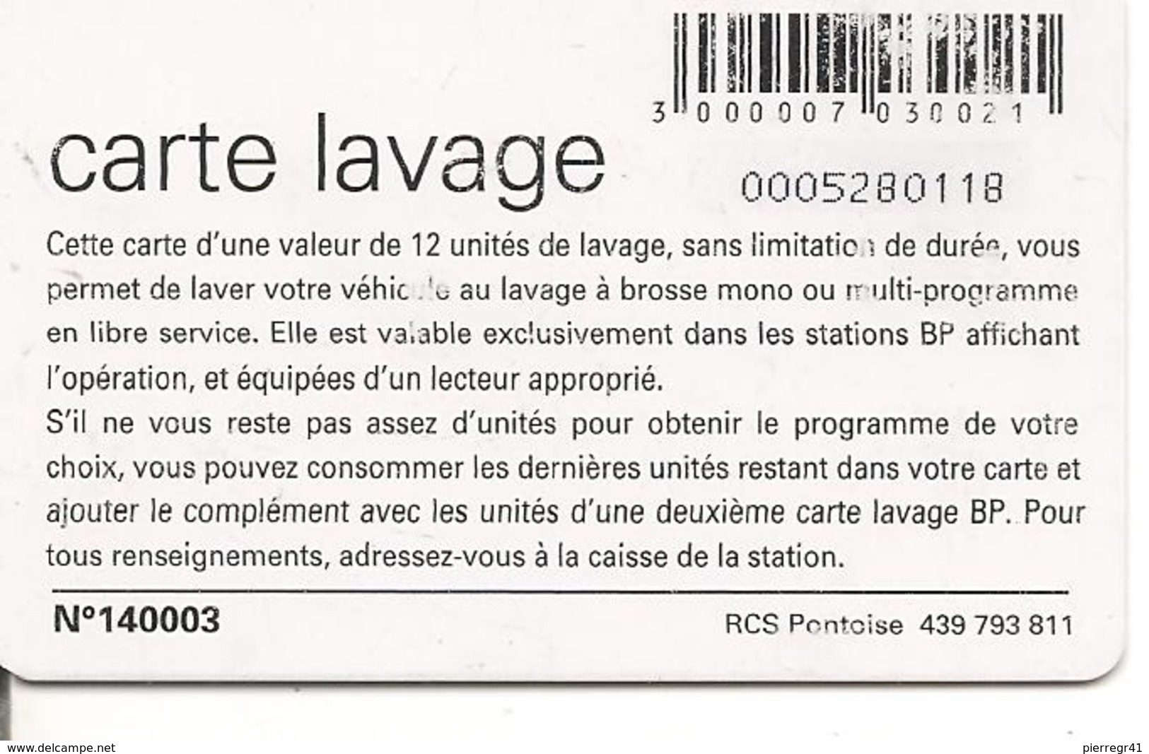 CARTE-PUCE-SA2--LAVAGE-BP -12 UNITES-TB E - Lavage Auto