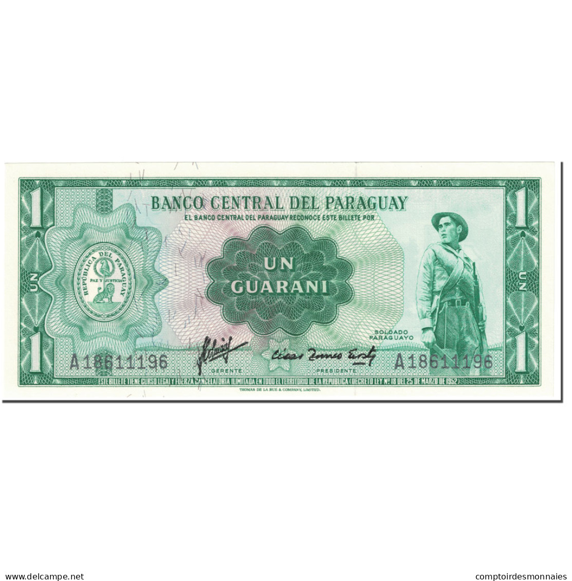 Billet, Paraguay, 1 Guarani, 1963, Undated (1963), KM:193a, SPL - Paraguay