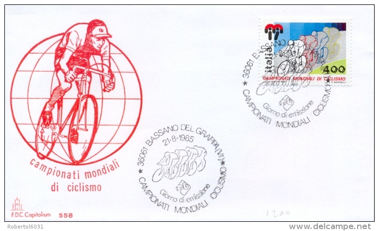 Italia 1985 FDC CAPITOLIUM Campionati Mondiali Di Ciclismo Annullo Di Bassano Del Grappa Cycling World Championships - Ciclismo