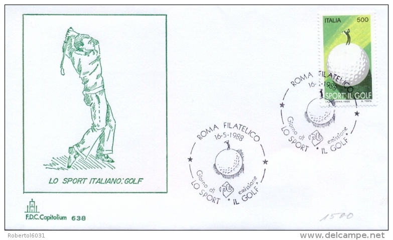 Italia 1988 FDC CAPITOLIUM Sport Italiano: Golf Annullo Di Roma - Golf