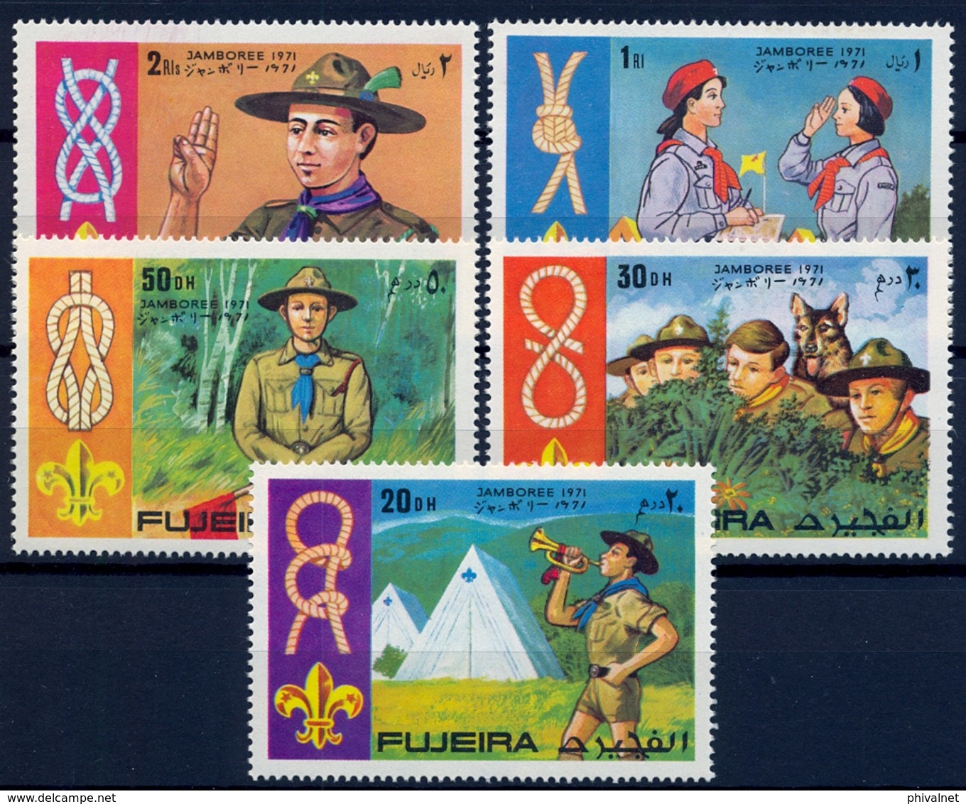 1971 , FUJEIRA , SERIE EN NUEVO , PERFECTA , TEMA SCOUT , XIII WORLD JAMBOREE - Nuevos