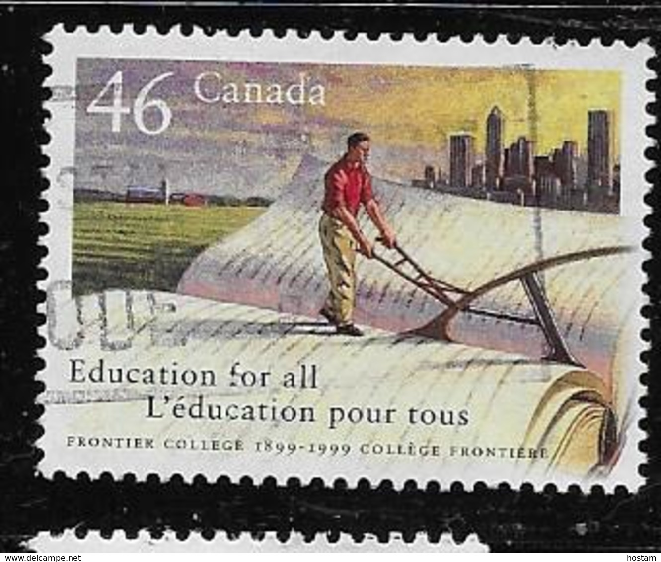 CANADA, 1999, USED # 1810, FRONTIER COLEGE Farmer Ploughing An Open Book, - Oblitérés