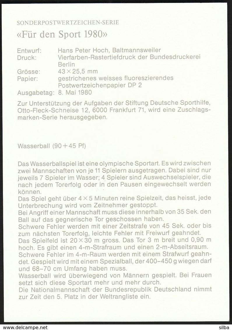 Germany Berlin 1980 / For Sport / Waterpolo / Javelin Throw, Athletics / Weightlifting / MC - Water-Polo