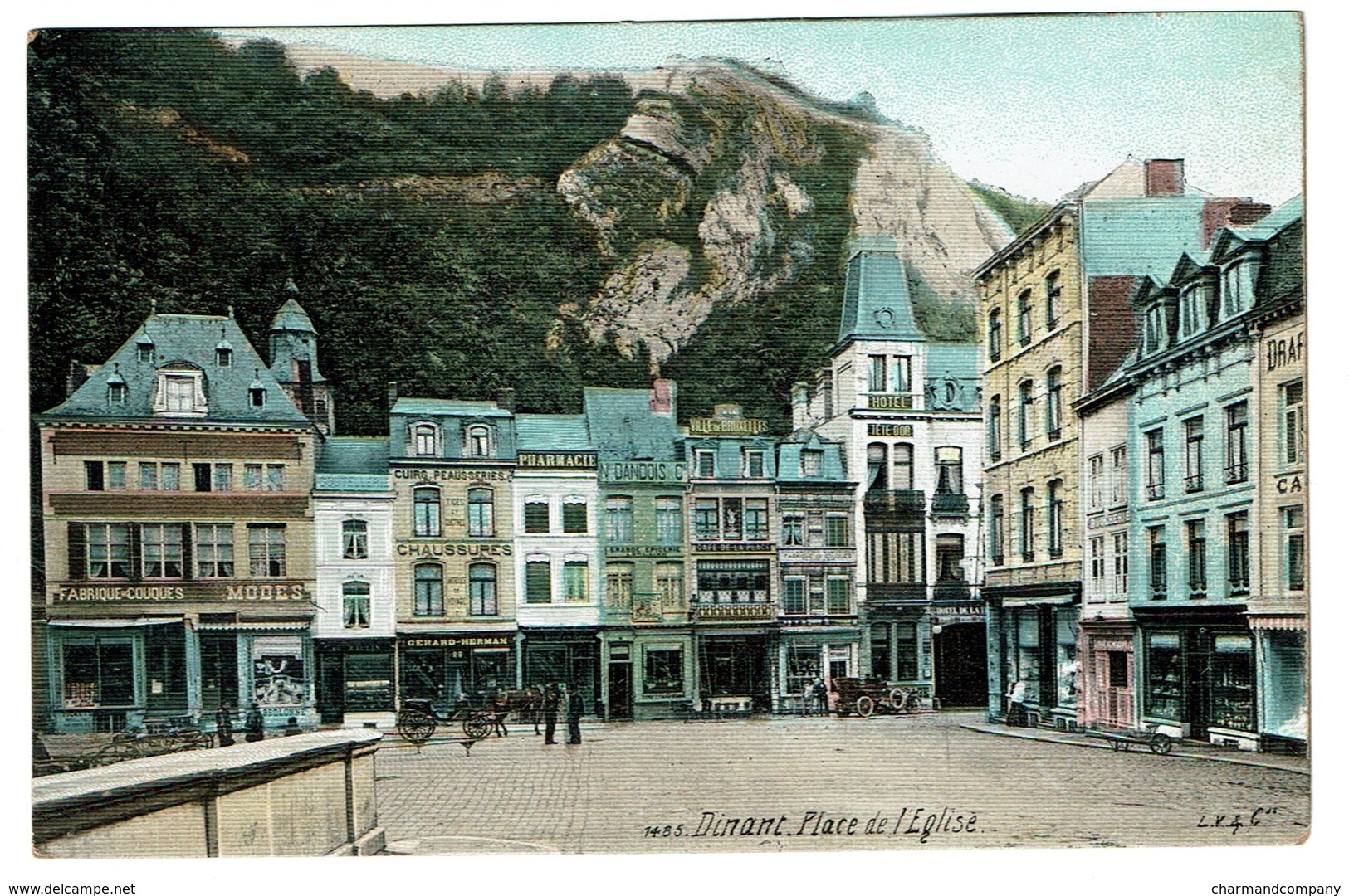 Dinant - Place De L'Eglise - Pub Au Dos Bonneterie Mathieux 49 Marché Aux Poulets Bruxelles - 2 Scans - Dinant