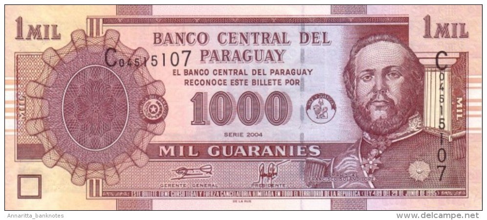 PARAGUAY 1000 GUARANIES 2004 P-222 UNC PREFIX C [ PY840a ] - Paraguay