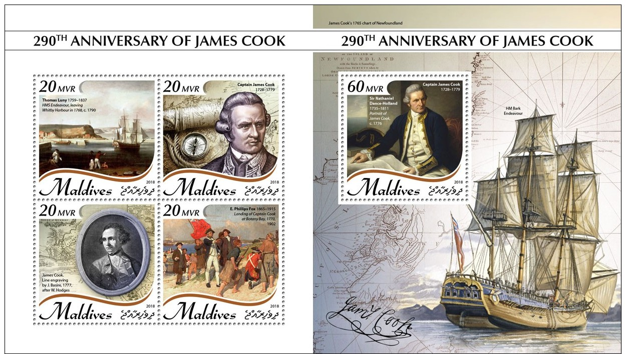 Z08 MLD18909ab Maldives 2018 James Cook MNH ** Postfrisch Set - Maldiven (1965-...)