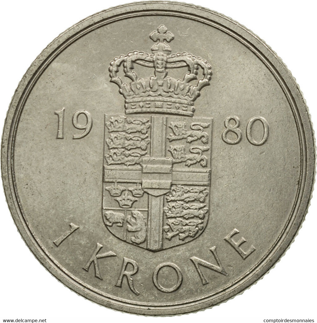 Monnaie, Danemark, Margrethe II, Krone, 1980, Copenhagen, TTB+, Copper-nickel - Dänemark