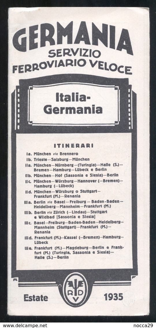 EISENBAHNZEIT ITALIEN DEUTSCHLAND 1935 - 8 SEITEN ( ORARIO FERROVIARIO ITALIA - GERMANIA 1935) - RARITAT (STAMP23) - Europa