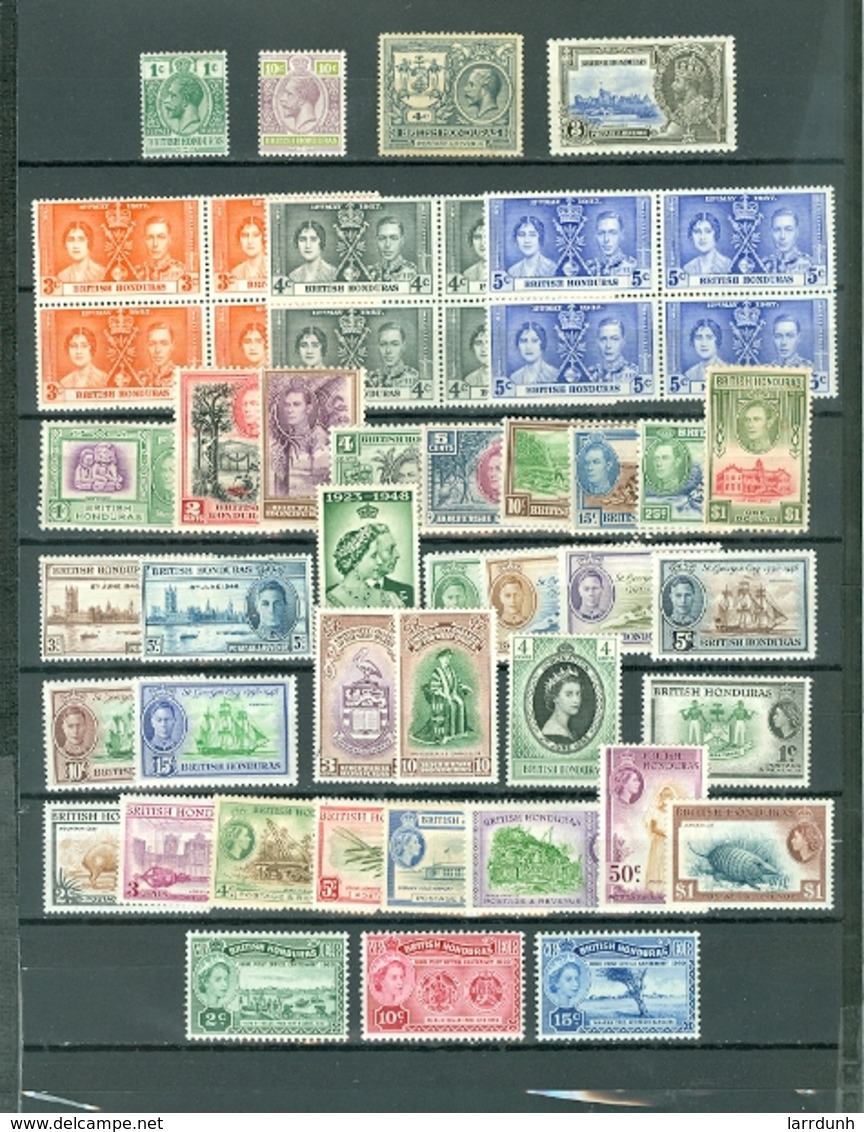 British Honduras Coronation Peace Views Royals More 49 Items Including 8 Sets  MNH Cat $45 US A04s - Belice (1973-...)