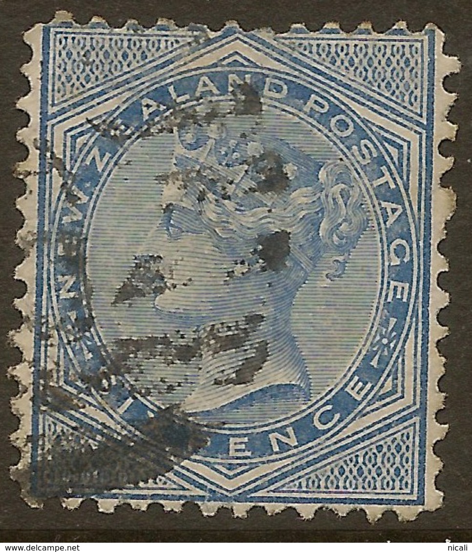 NZ 1874 6d Blue QV SG 156 U #LS15 - Used Stamps