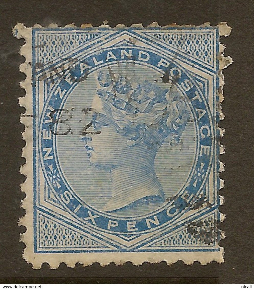 NZ 1874 6d Blue QV SG 156 U #LS16 - Used Stamps