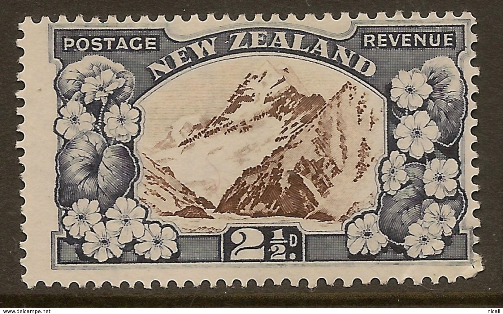 NZ 1935 2 1/2d Mt Cook SG 581 HM #OA14 - Unused Stamps