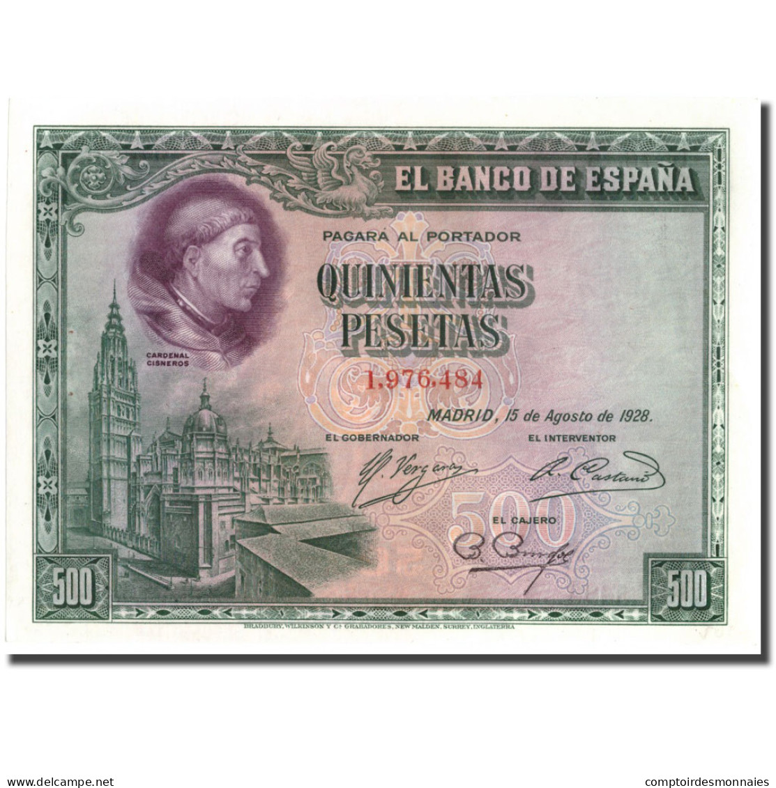 Billet, Espagne, 500 Pesetas, 1928, 1928-08-15, KM:77a, SPL+ - 500 Peseten