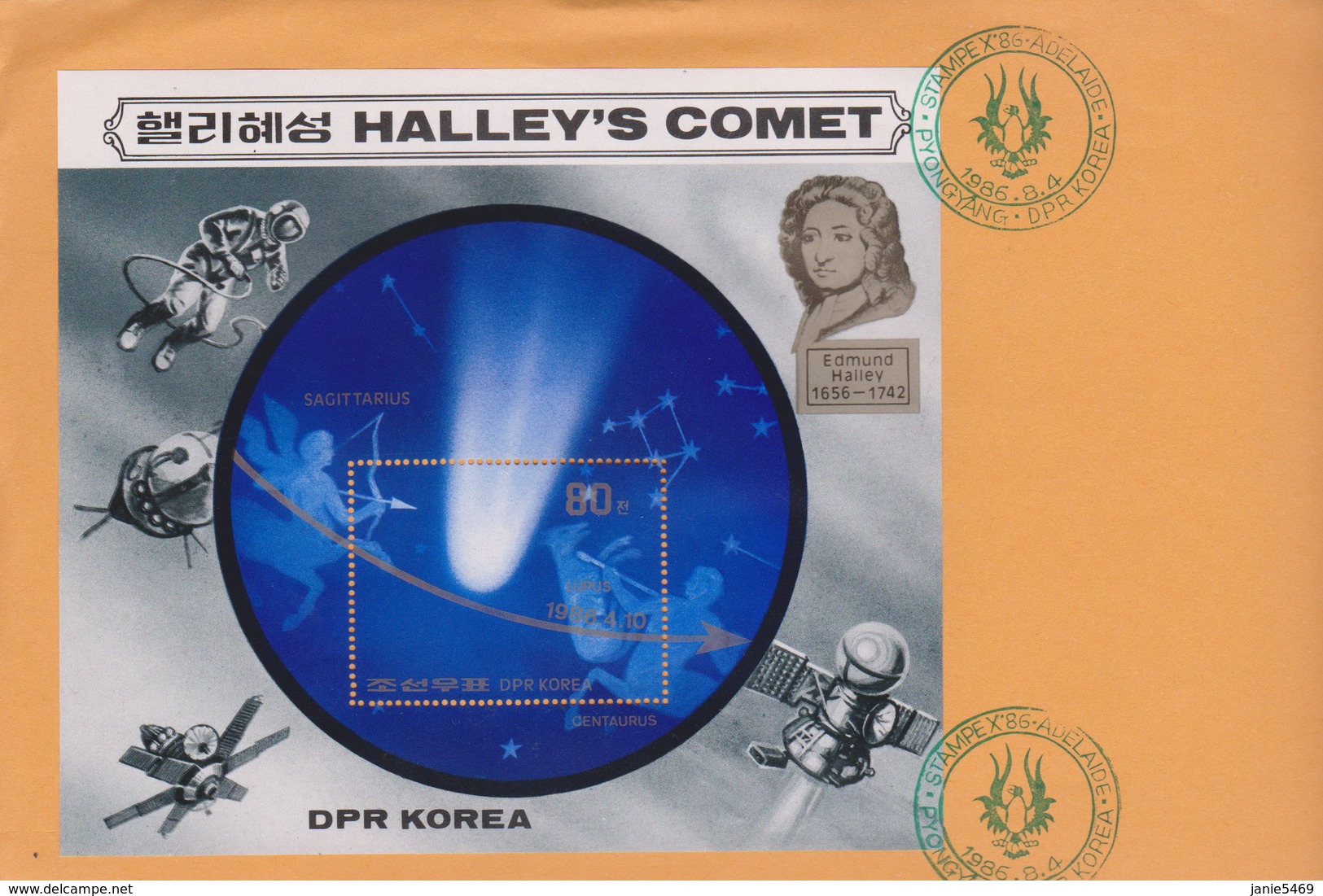 Korea 1986 Stampex 86 Halley's Comet Souvenir Sheet,FDC - Korea, North