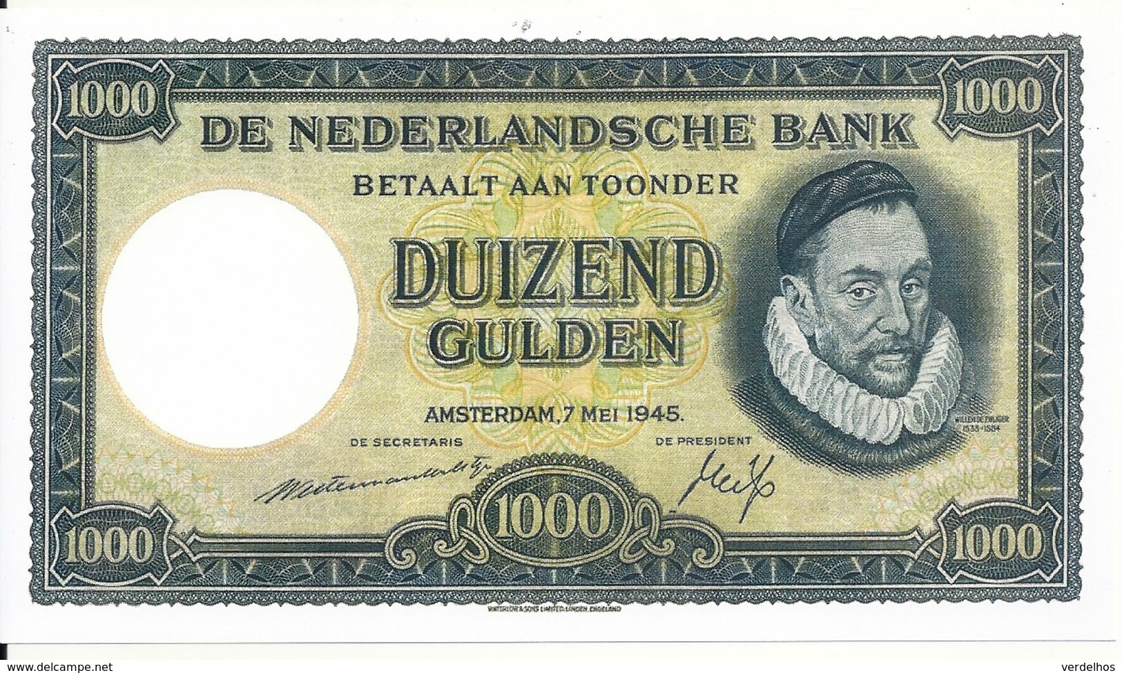 PAYS-BAS 1000 GULDEN 1945 UNC COPY - [6] Fictifs & Specimens