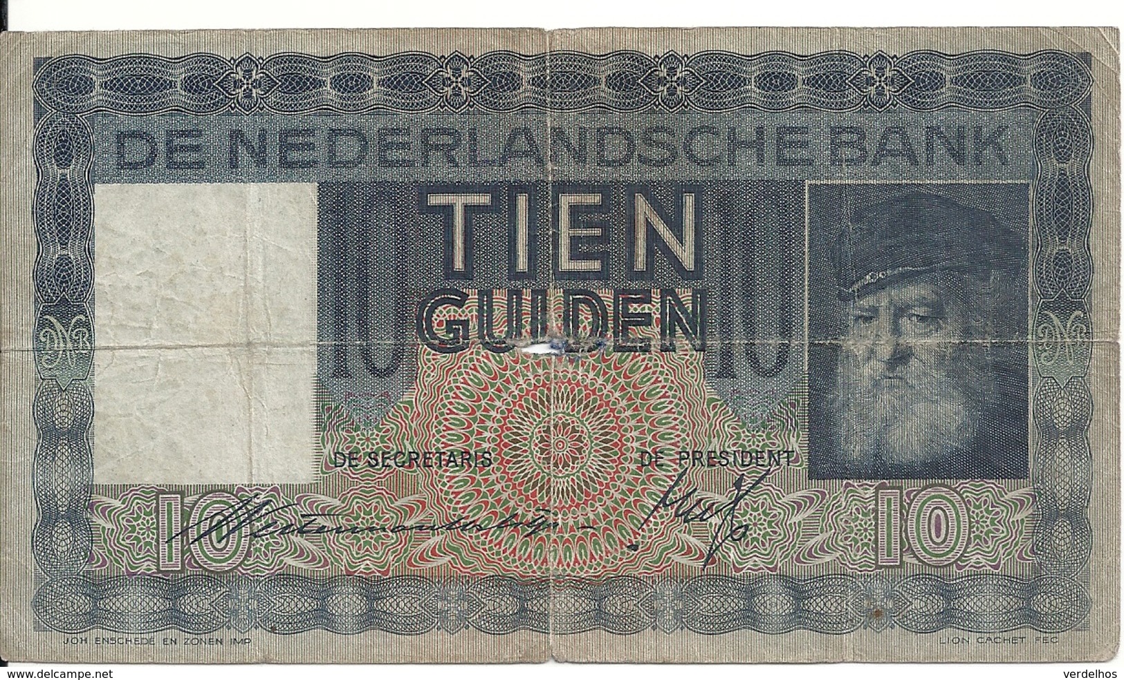 NETHERLANDS 10 GULDEN 1938 VG P 49 - 10 Gulden