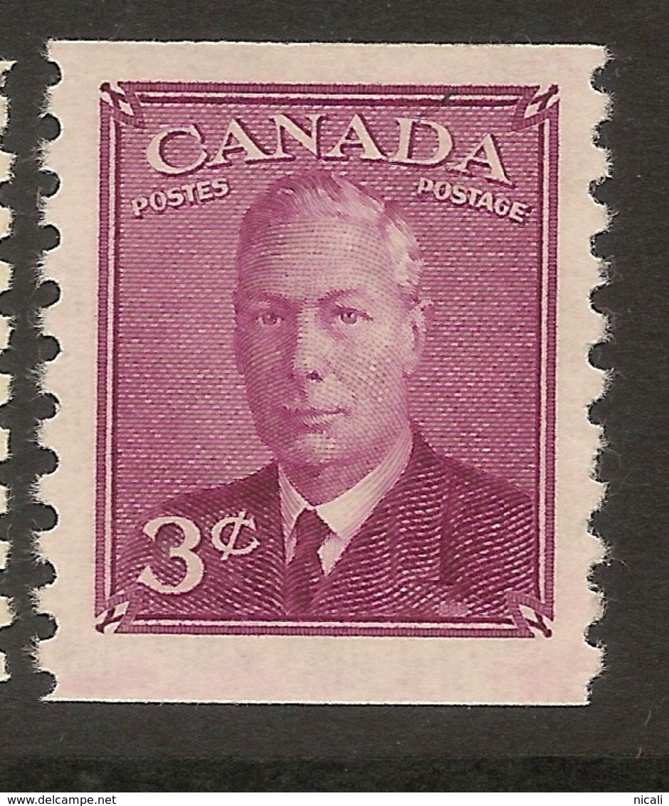 CANADA 1949 3c Coil KGVI SG 421 UNHM ##FX17 - Rollen