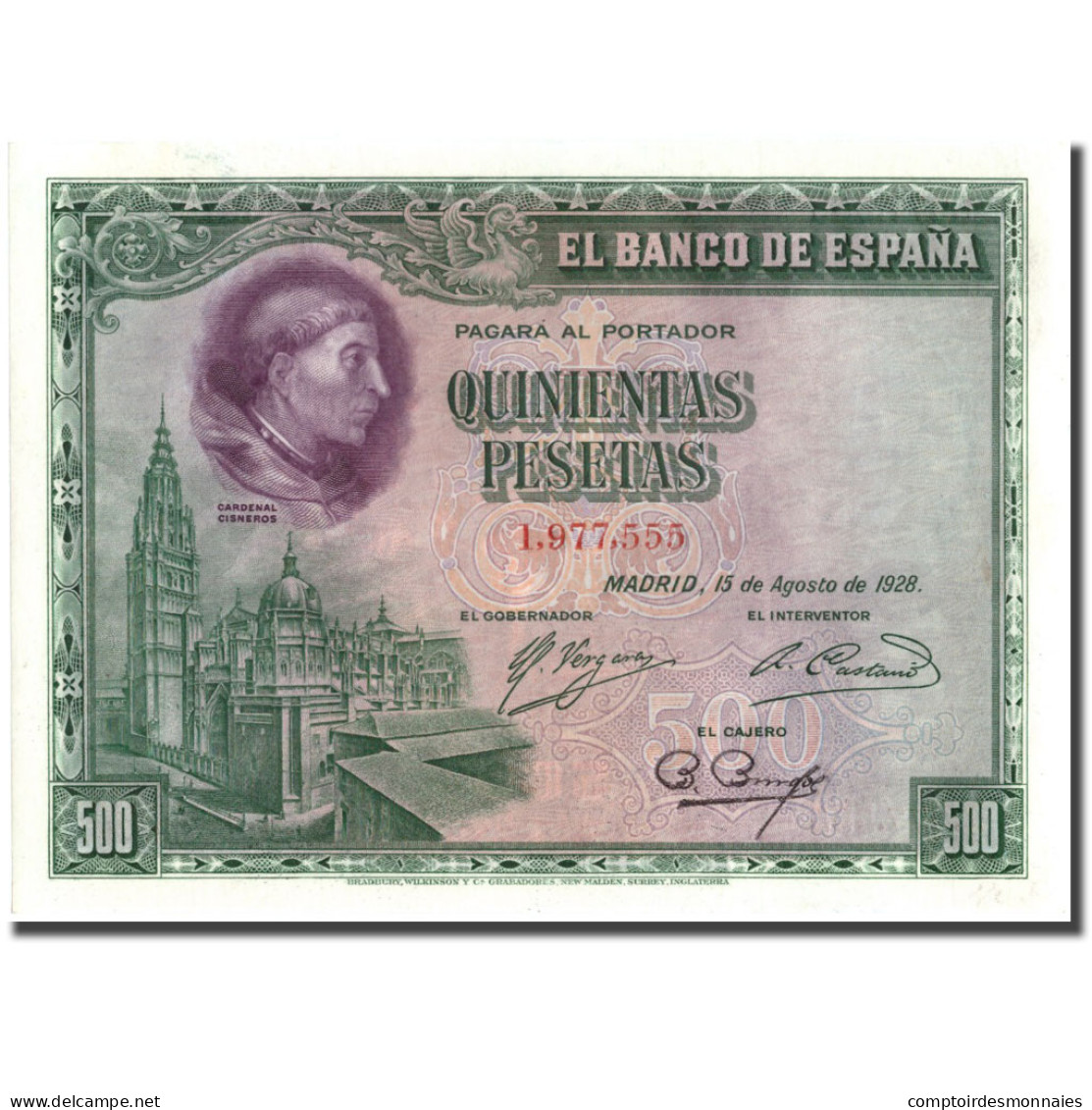 Espagne, 500 Pesetas, 1928, 1928-08-15, KM:77a, SPL+ - 500 Peseten