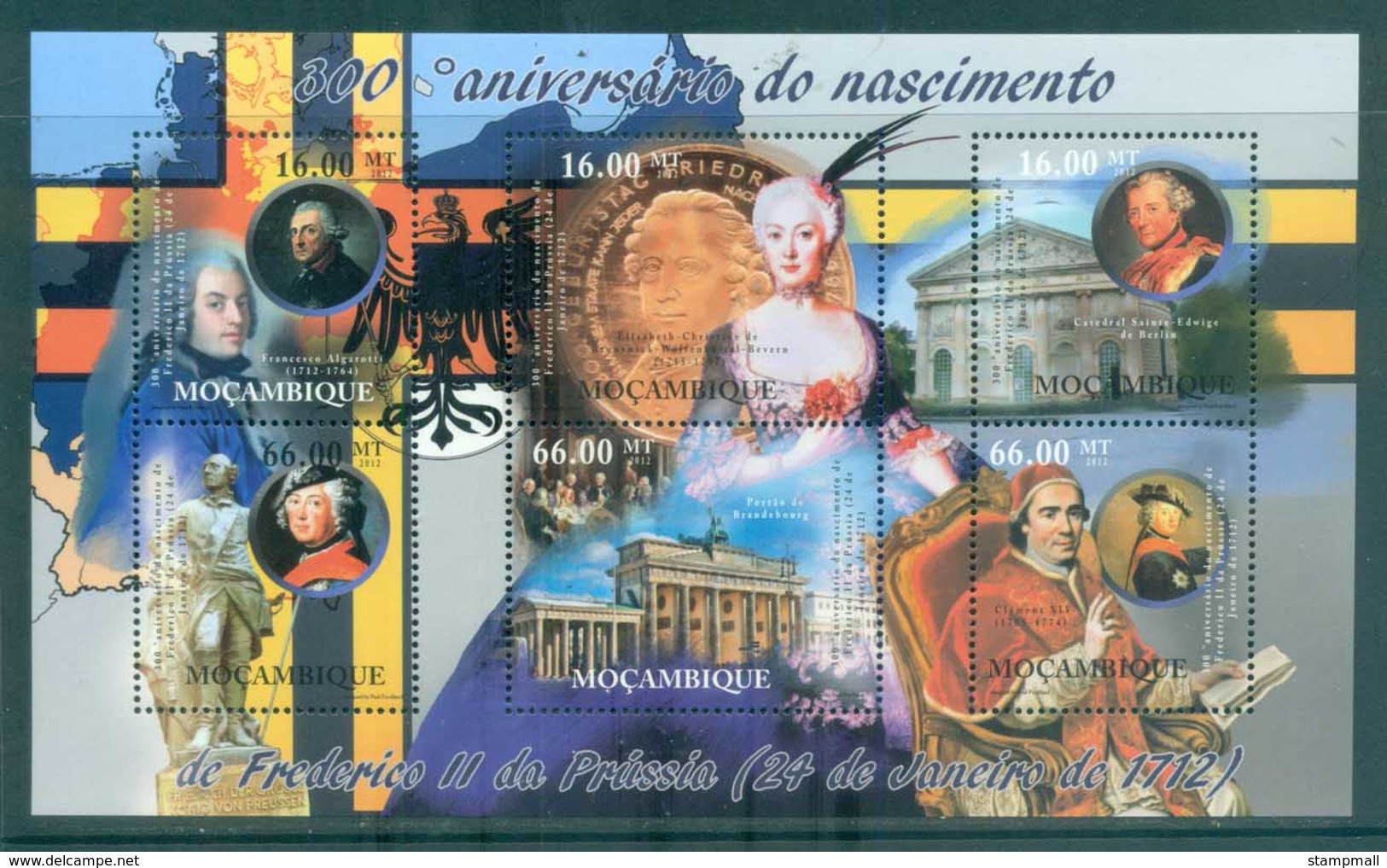 Mozambique 2012 Famous People, Frederic II Of Prussia MS MUH MOZ12125a - Mozambique