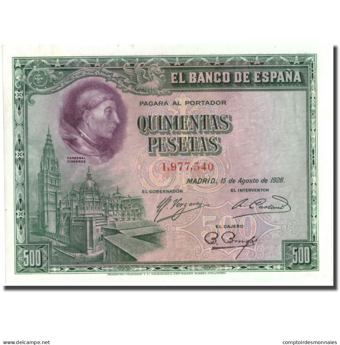 Billet, Espagne, 500 Pesetas, 1928, 1928-08-15, KM:77a, SUP+ - 500 Pesetas