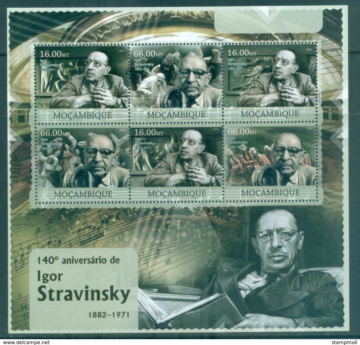 Mozambique 2012 Famous People, Music, Classical, Igor Stravinsky MS MUH MOZ032 - Mozambique