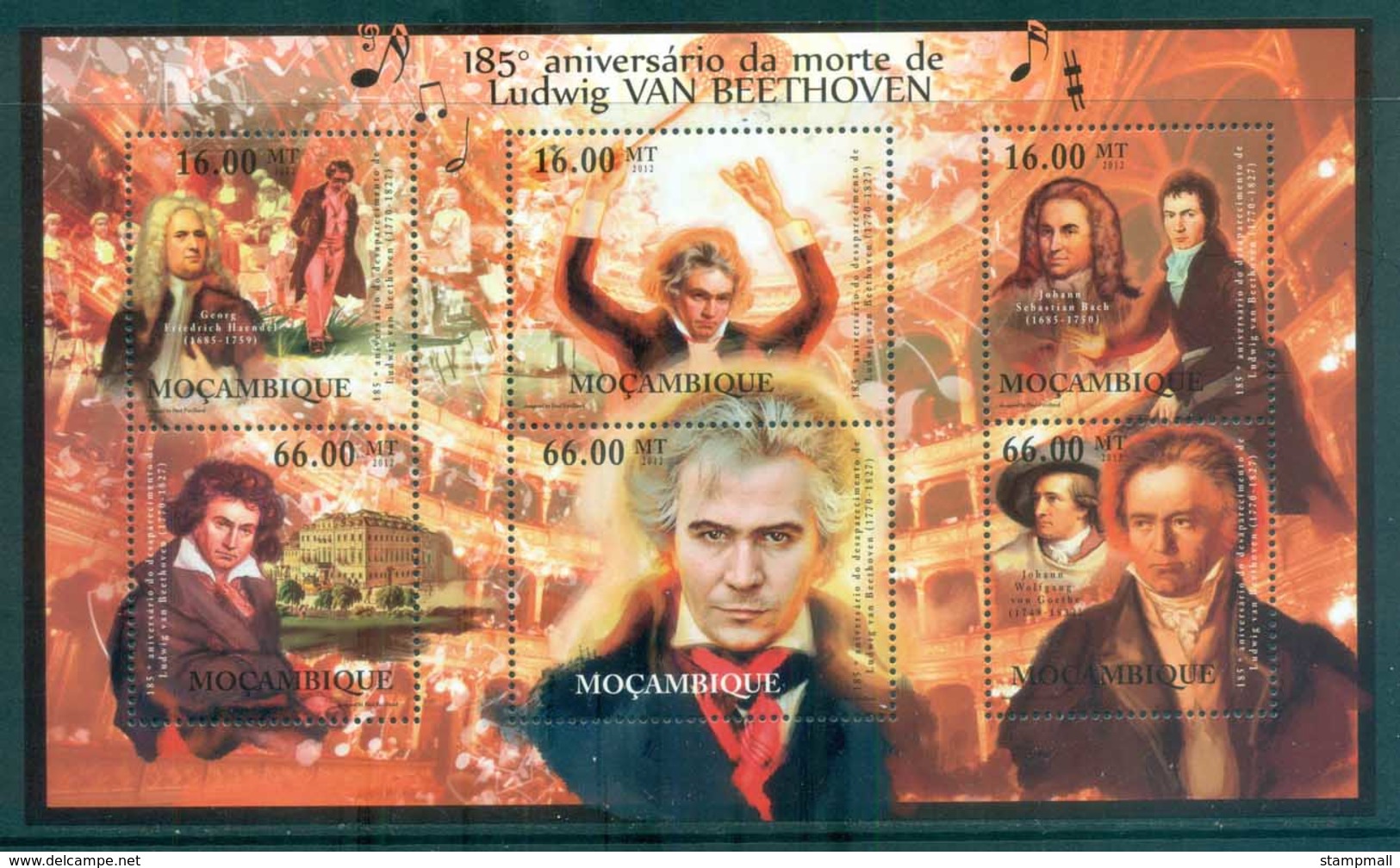 Mozambique 2012 Famous People, Music, Classical, Ludwig Van Beethoven MS MUH MOZ029 - Mozambique