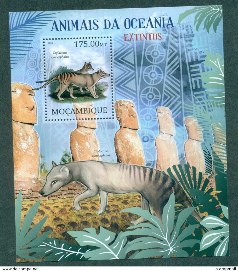 Mozambique 2012 Wildlife, Endangered, Extinct, Oceania, Tasmanian Tiger, Thylacine MS MUH MOZ12228b - Mozambico