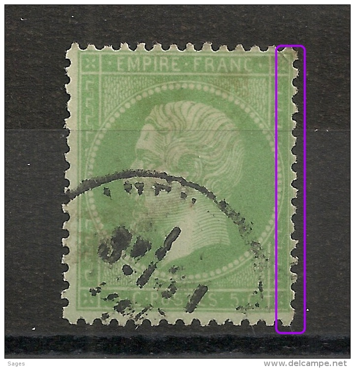 Variété FILET DEDOUBLE Sur 5C EMPIRE DENTELE NON LAURE - 1862 Napoleon III