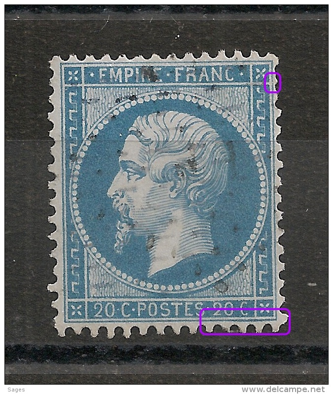 Variétés 20c Empire Dentelé Non Lauré TRES BON CENTRAGE. SCAN 800 % - 1862 Napoleon III